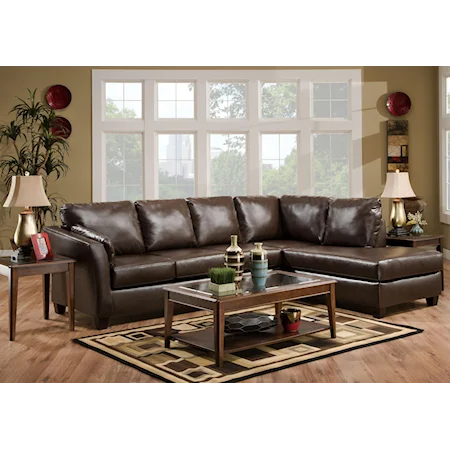 Casual L Shaped Upholstered Stationary Sectional with RSF Chaise